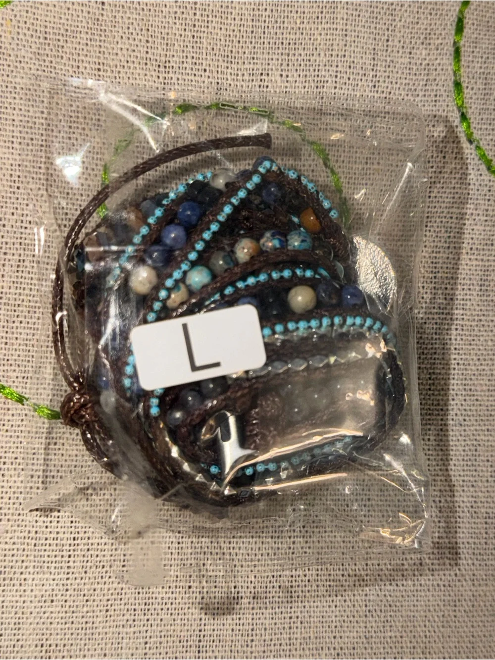 Brown ,Silver, Multi Blue & Turquoise Multi-Strand Beaded Wrap Strap for iPhone